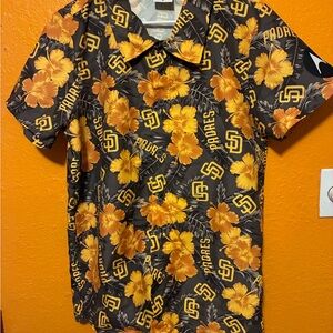 San Diego Padres Floral Men's Shirt - Black and Yellow